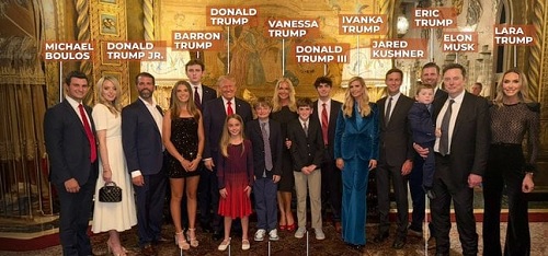 Foto Trump y su familia después de ganar elecciones 2024