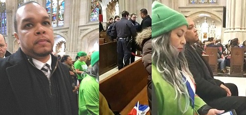 Foto acción Guachimán de la Catedral NY fue quien tuvo minimo altercado con Marcha Verde